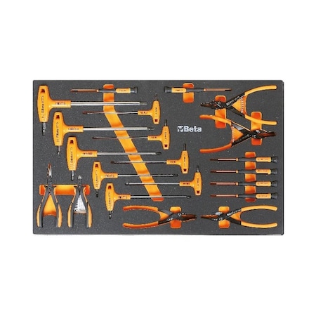 Beta M62 21-PieceTorx Driver and Pliers Set in Soft Thermoformed Tray for Tool Cabinet Drawer 024500875